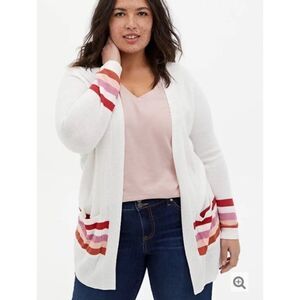 🆕 TORRID Ivory Multi Stripe Cardigan NWT
